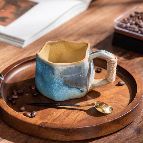 绝美咖啡杯窑变马克杯家用创意陶瓷喝水杯子办公室设计感小众粗陶