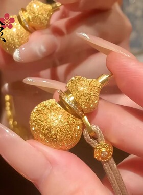 古法设计金色拉丝福禄葫芦吊坠项链新中式碎砖轻奢高级感精工项链