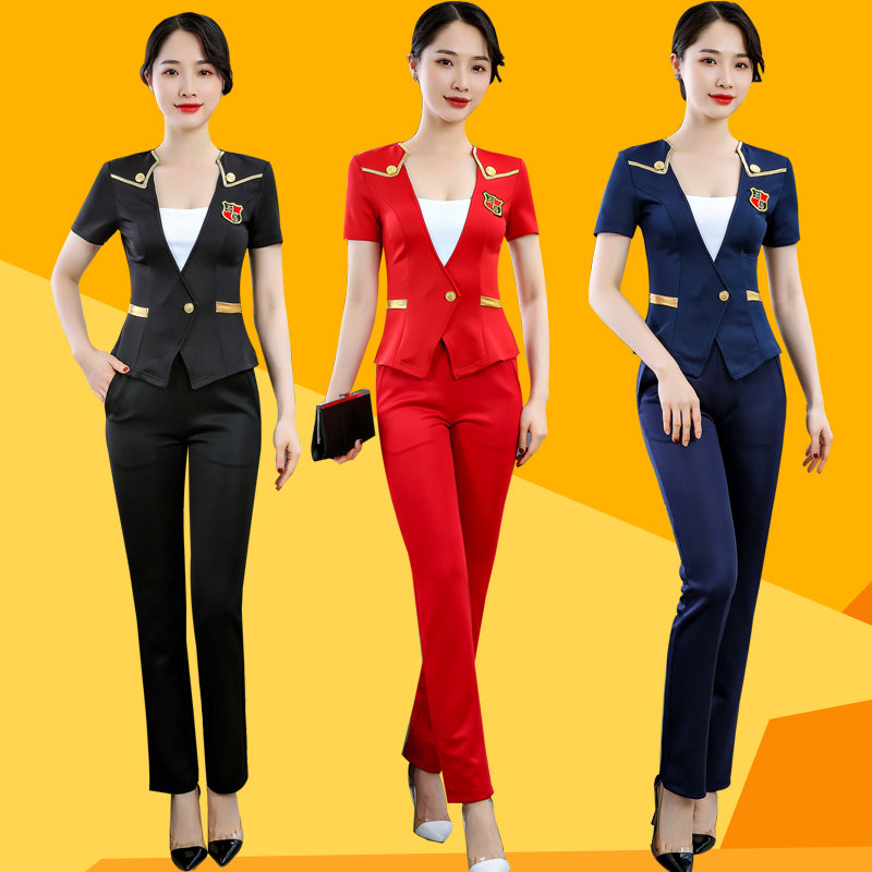 足浴技师服女大码2020夏装酒店工作服空姐服足疗工装显瘦按摩工衣