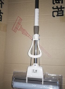 宁洁海绵拖把滚动排拖式滚轮式拖地胶棉吸水拖地拖布直杆