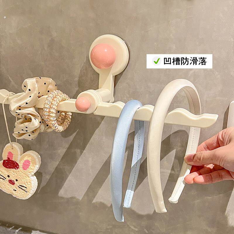 化妆室吸盘收纳层架发圈发饰发夹发箍发圈挂钩家用浴室首饰置物神