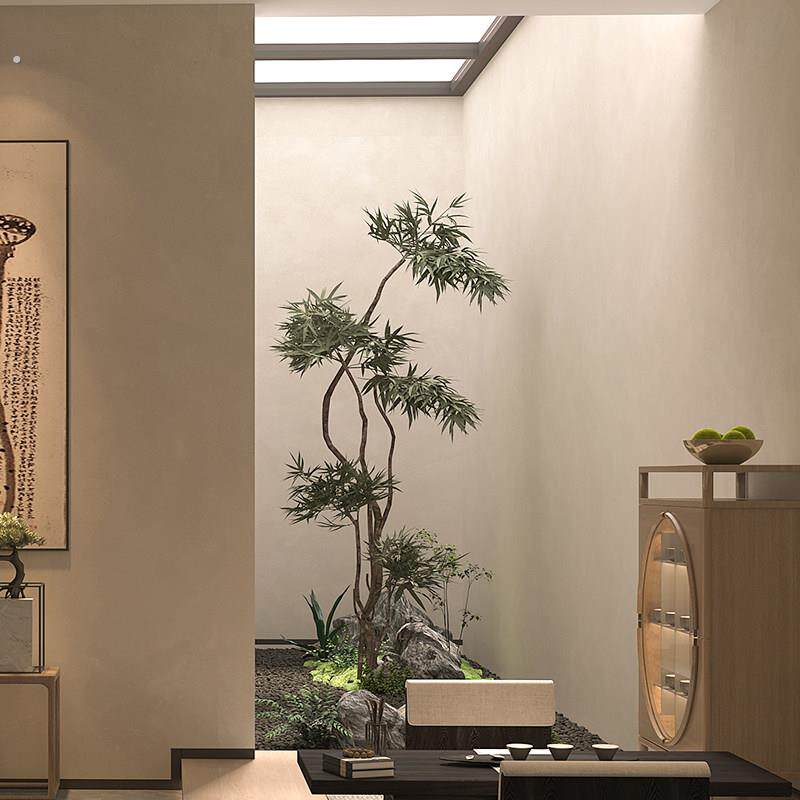 仿真绿植造景新中式竹叶树仿生植物室内天井橱窗景观假树装饰摆件