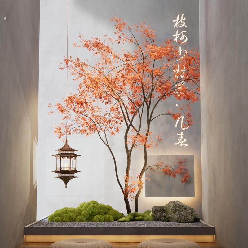 仿真绿植假树景观室内大型红色鸡爪槭橱窗造景盆栽仿生植物装饰