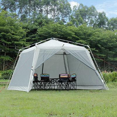 自动速开遮阳篷米白色天幕帐防雨防蚊免搭建露营凉棚