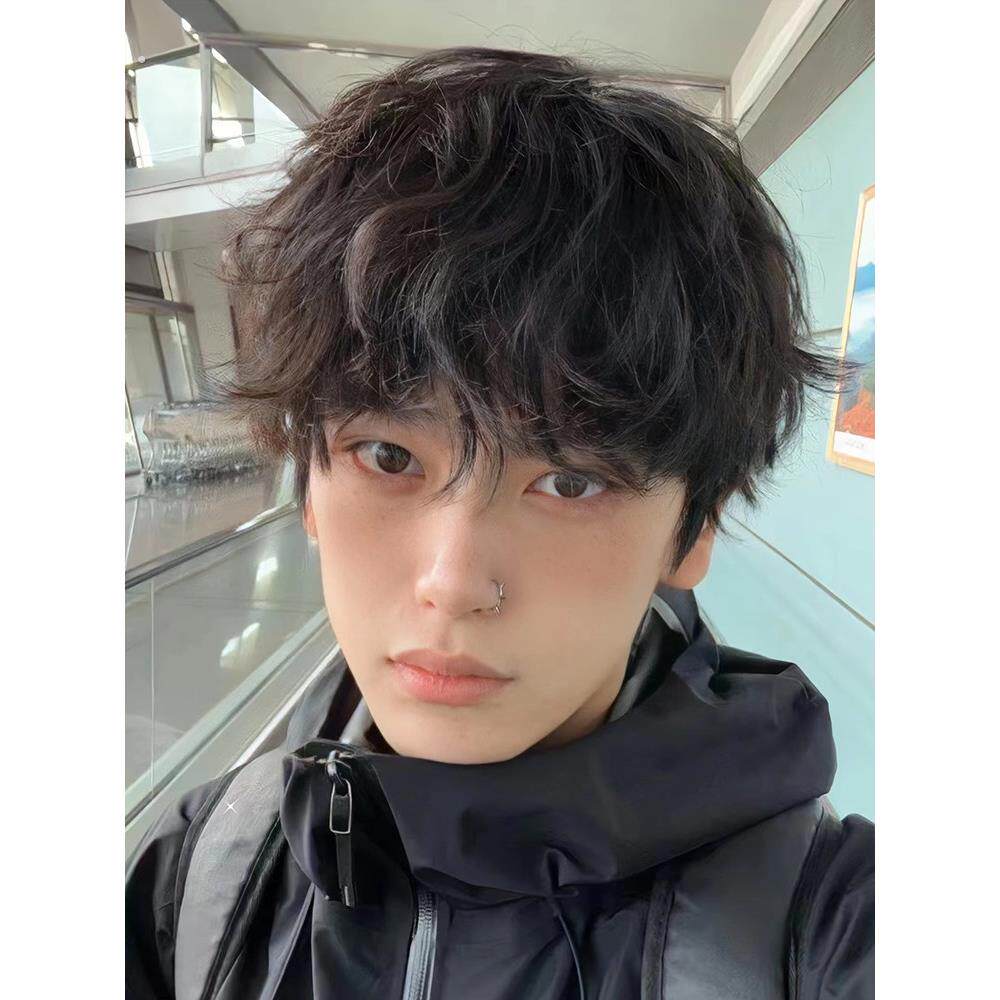 假发男微分碎盖羊毛卷短发自然蓬松莱斯利卷日系男士小卷毛全头套