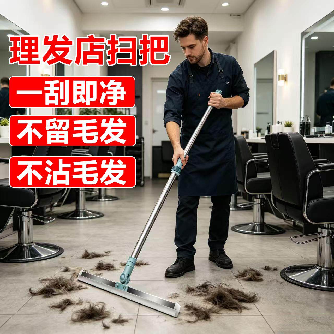 理发店专用扫把美发店不粘头发神器魔术加长发廊扫地长柄拖地碎发