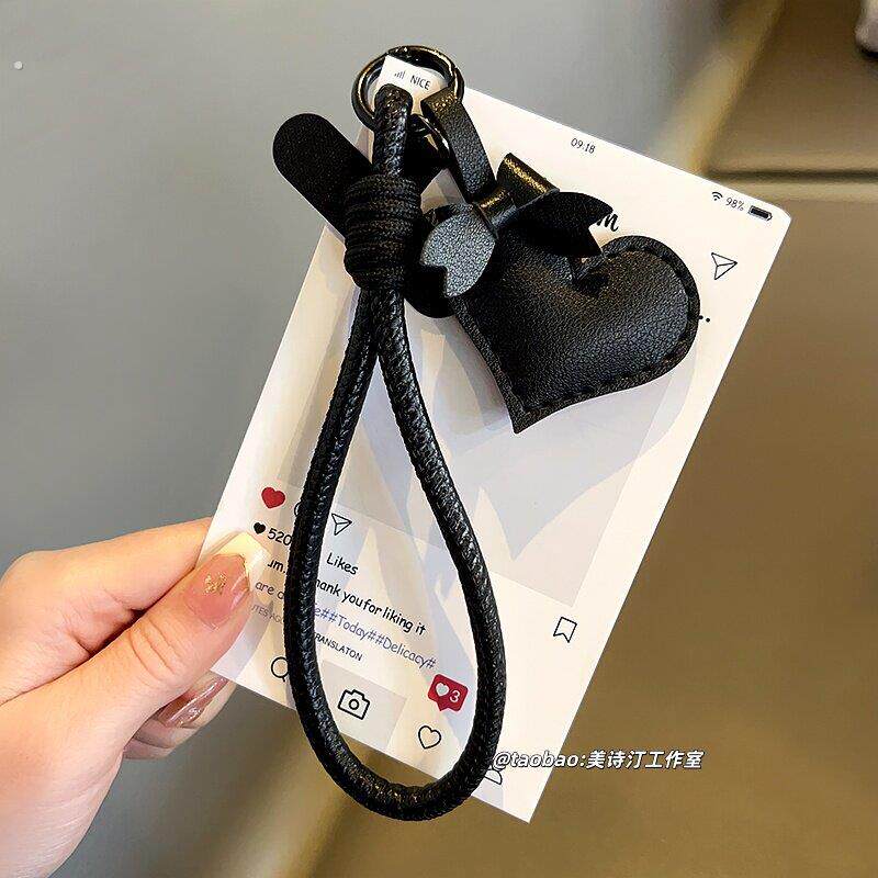 手机挂绳短款腕带编织皮质手绳挂手机壳挂件防丢垫片爱心挂件短绳