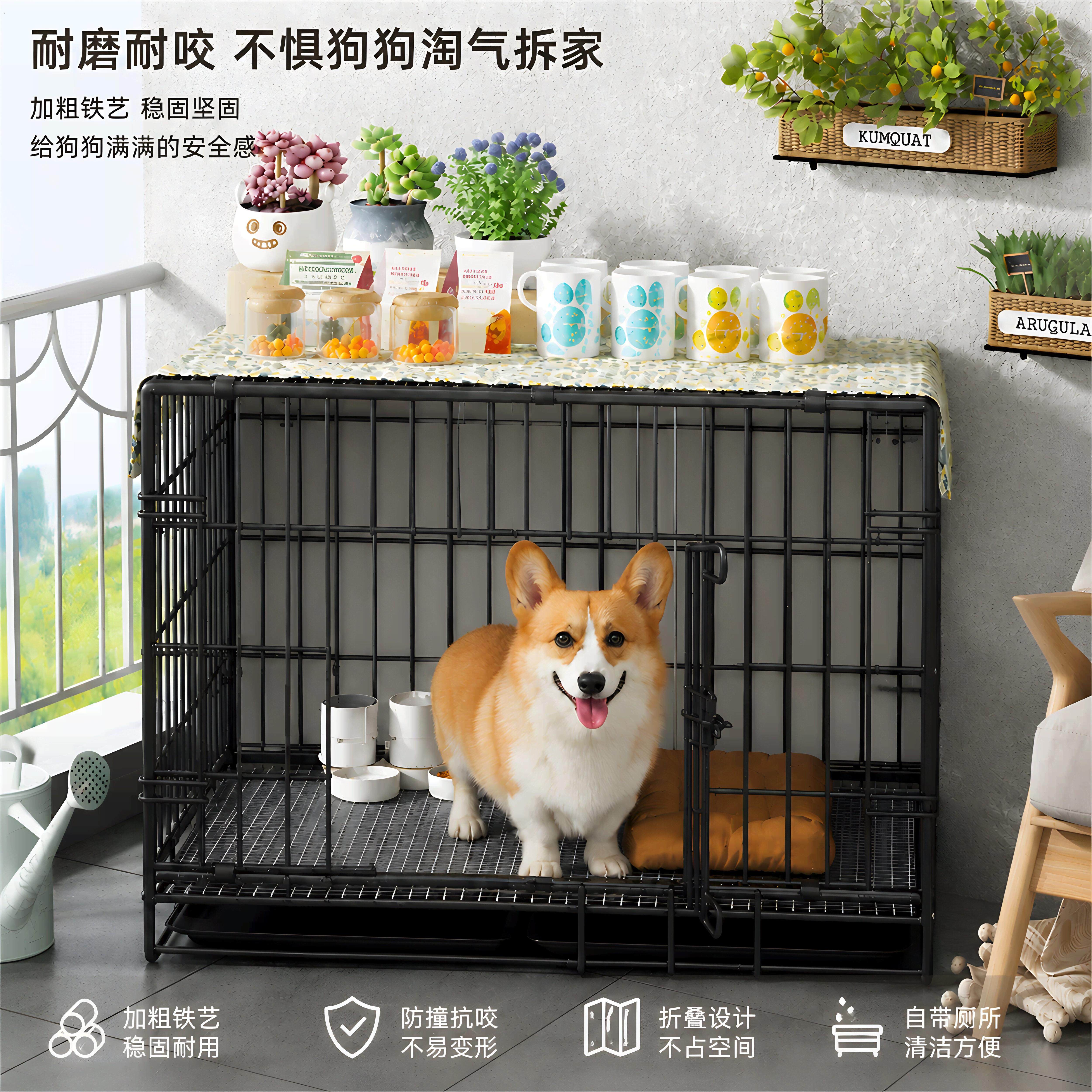 新型狗笼中型犬带厕所宠物猫笼子家用柯基泰迪小型犬专用狗窝围栏