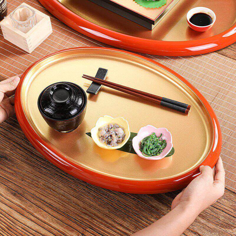 创意甜品寿司盘日式托 托盘塑料餐盘椭圆形点心盘茶杯盘收纳盘子