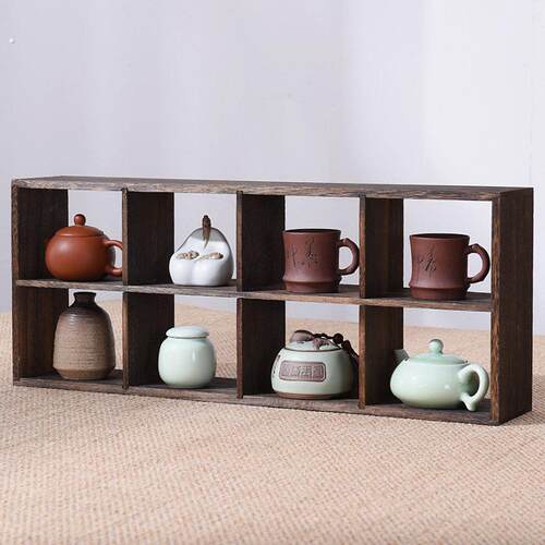实木茶杯架子茶具收纳架博古架小茶壶展示格子架置物架多宝格摆件