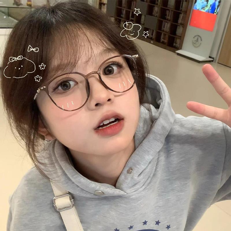 超轻茶色眼镜框女显白近视可配有度数方圆脸素颜眼镜框架文艺网红