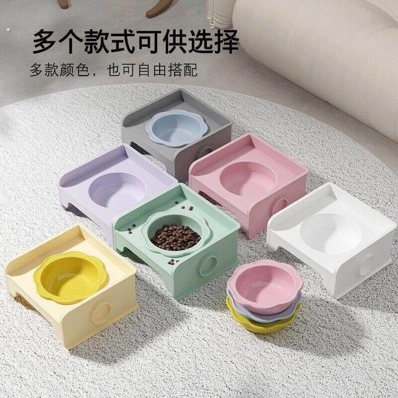 宠物方块猫碗架餐桌可拼接狗碗猫食盆陶瓷宠物碗水碗粮防漏食护颈