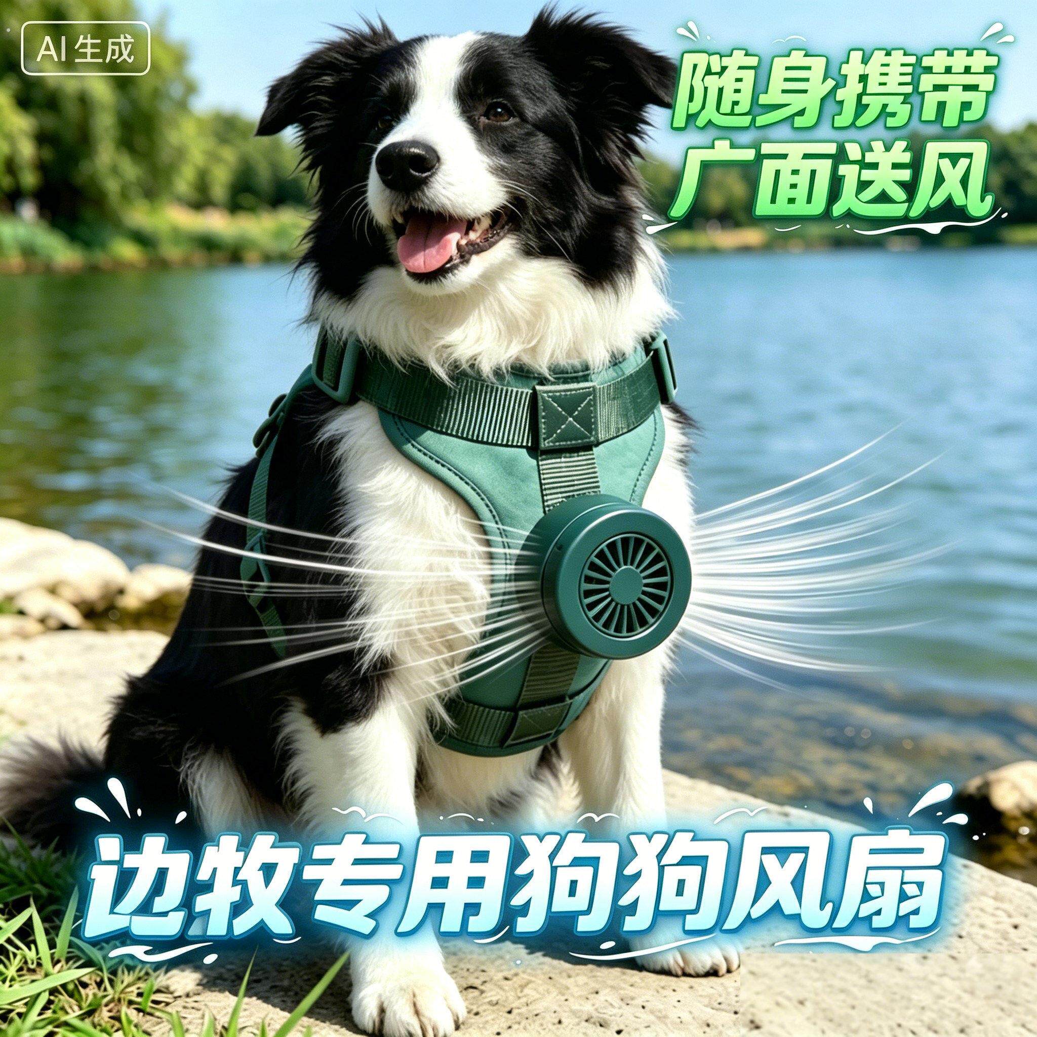 边牧专用狗狗风扇宠物电风扇狗用夏天降温神器夏季空调扇夏日解暑