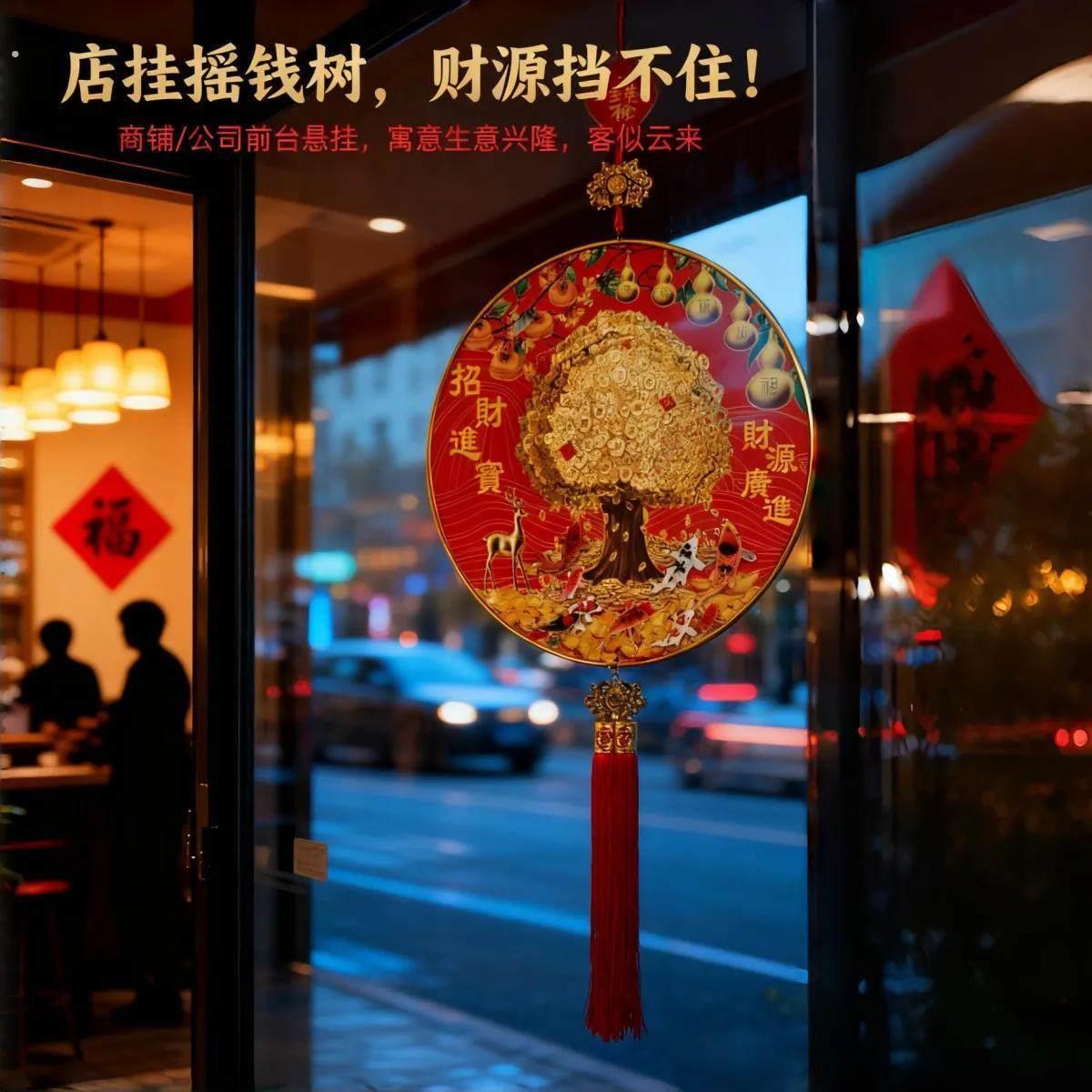 摇钱树挂件新款摇钱发财树2026中国新年挂件五福临门立体摇钱树装