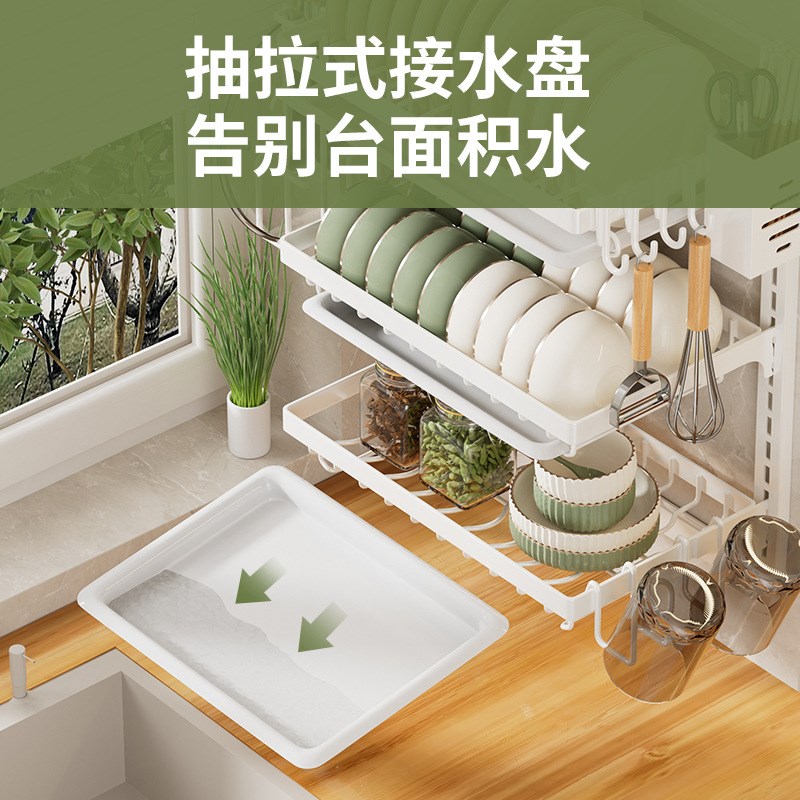 厨房置物架碗碟收纳架家用碗筷收纳盒多层免打孔放碗盘碗架沥水架
