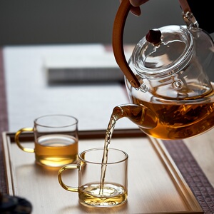 绿昌明玻璃煮茶壶家用泡茶壶大号蒸茶器两用提梁茶壶小型茶炉套装