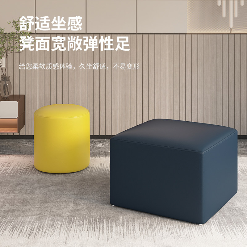 轻奢矮凳北欧简约穿换鞋凳皮门口服装店休息圆凳小沙发客厅沙发凳