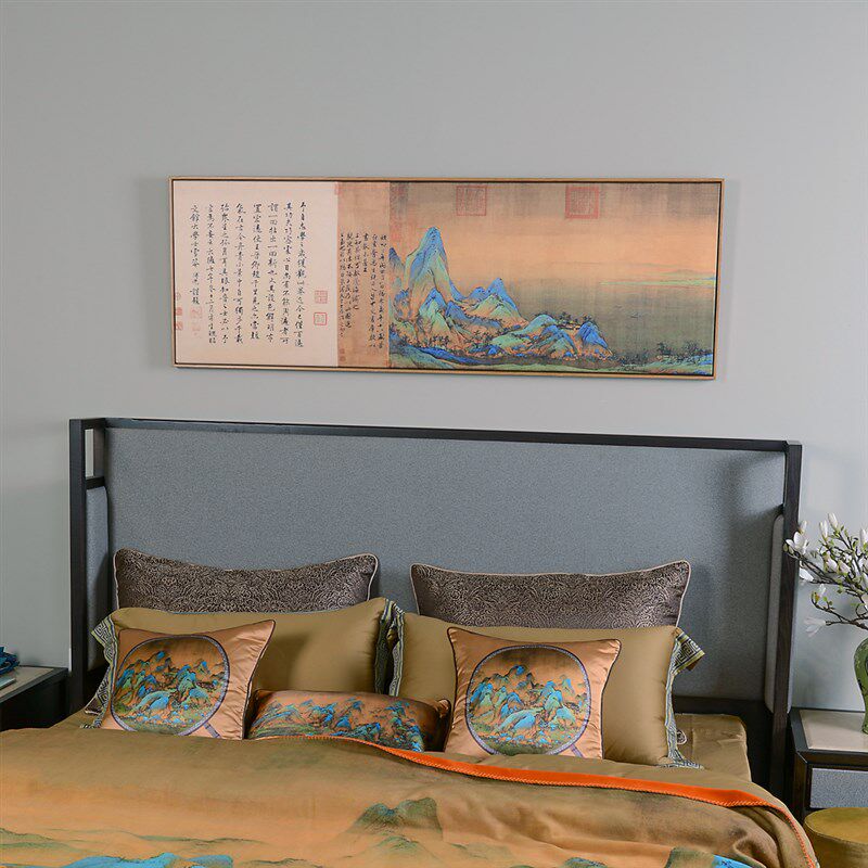 新中式千里江山装饰画茶室艺术画古典家居壁画单幅客厅挂画背景墙