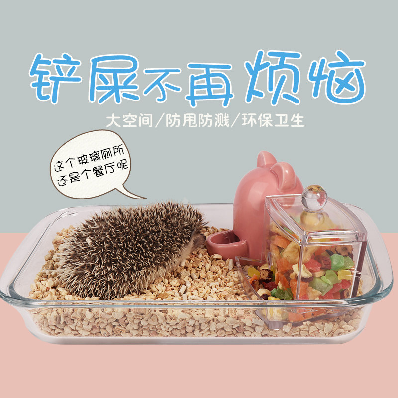 刺猬厕所盆透明玻璃便盆仓鼠尿砂盆防打翻飞溅花枝鼠蜜袋鼯的用品
