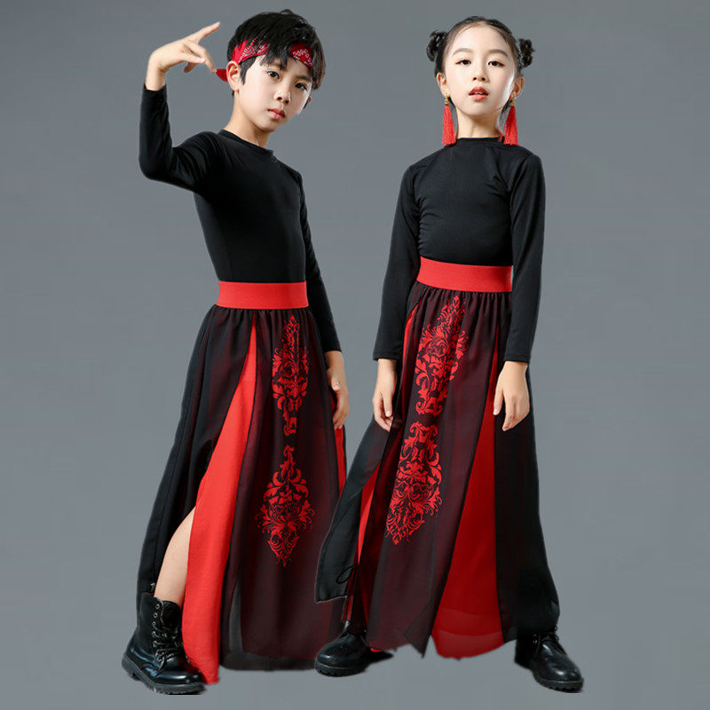 儿童骁舞蹈服霍元甲古风扇子爵士雪龙吟演出服中国风国潮舞台走秀
