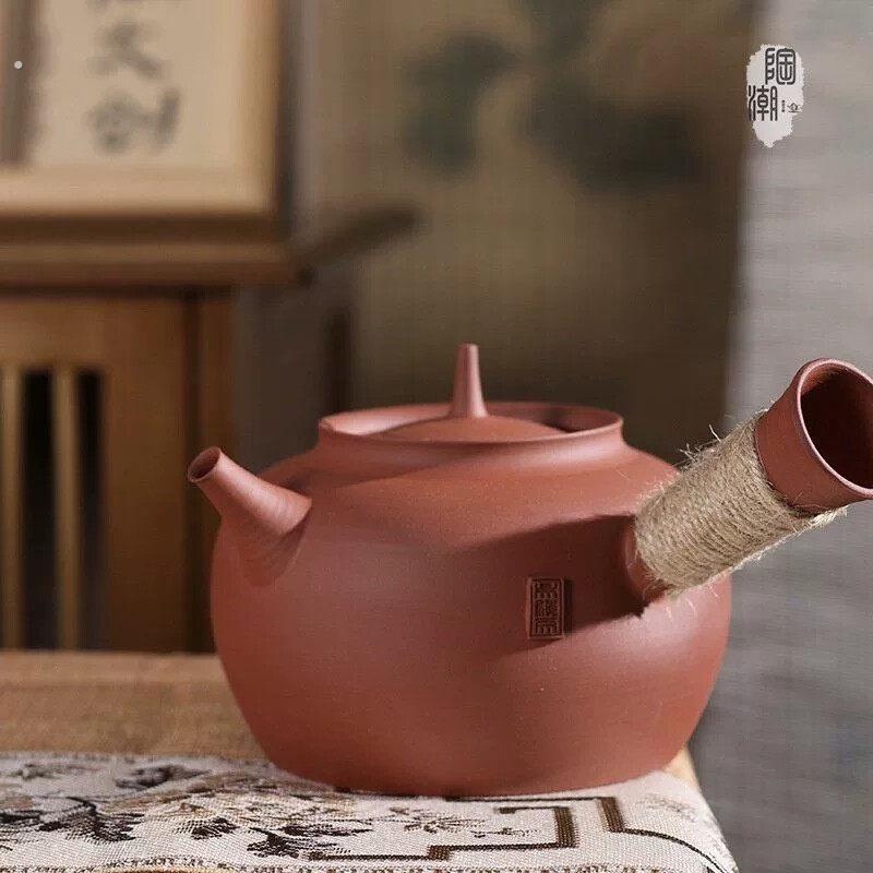 潮州红泥工夫茶手工拉壶砂铫壶陶壶黑晶炉炭炉陶瓷茶壶泡煮茶器烧