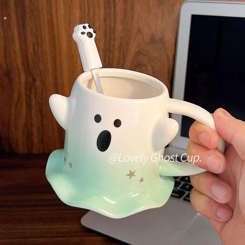 幽灵马克杯杯子陶瓷杯女2024新款水杯情侣咖啡杯生日礼物女耶诞节