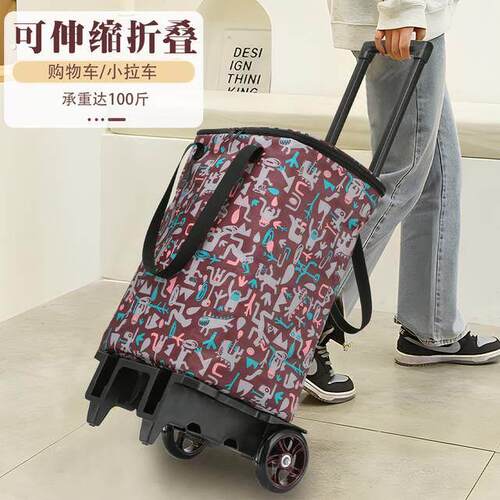 可伸缩折叠便捷买菜车小拉车行李箱防水家用收纳袋子购物车拉杆车