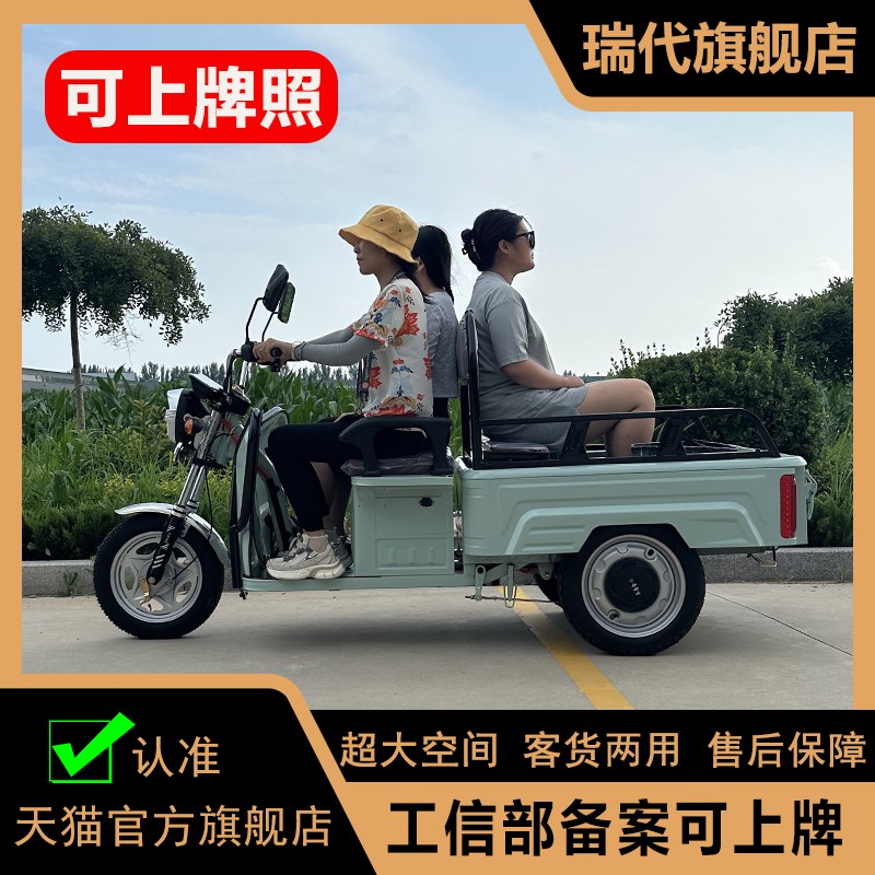 国标可上牌成人老人接送孩子拉货摆摊农用家用接送孩子电动三轮车