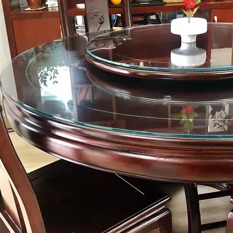 12MM加厚圆形钢化玻璃桌面酒店大圆桌玻璃转盘台面茶几饭桌玻璃面