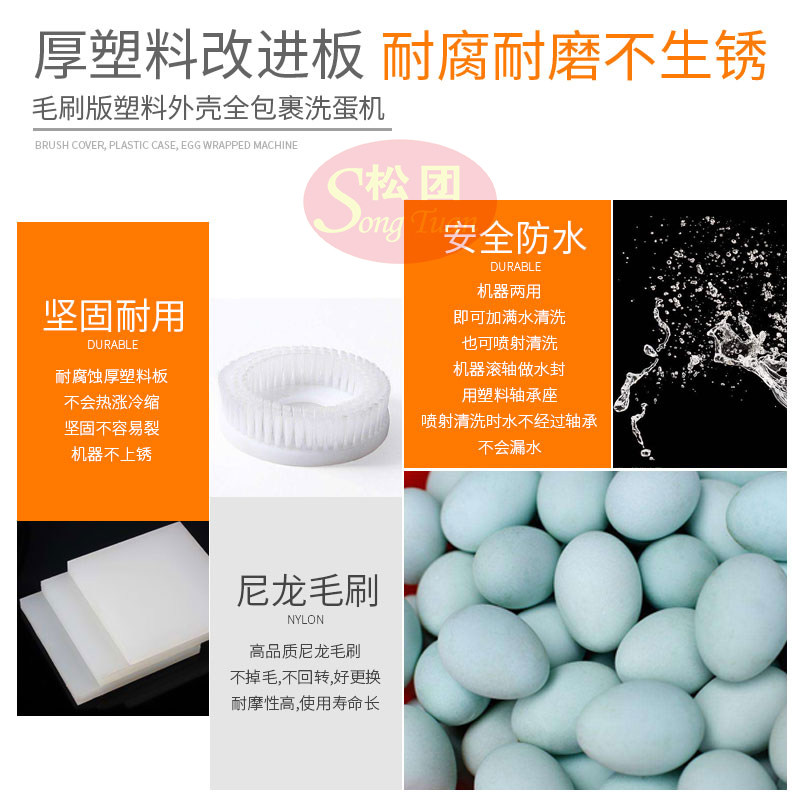 新款两用洗蛋机加厚设计 双排毛刷版高速清洗鸡鸭蛋设备