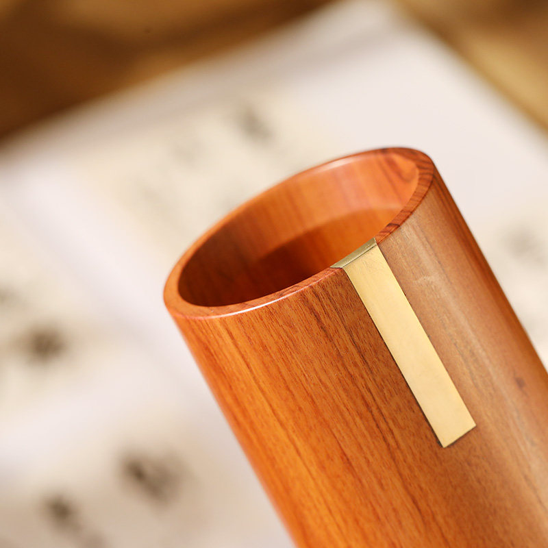 定制刻字实木笔筒办公室桌面收纳装饰摆饰高档精致办公用品高级感