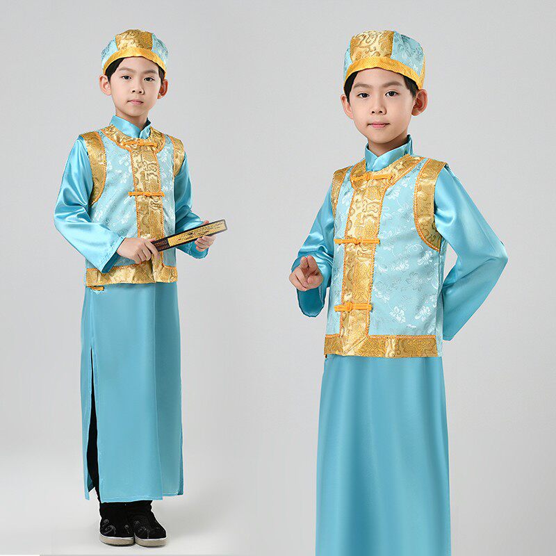 儿童古装满族服装男清朝少爷阿哥男童汉服宫廷古装小孩书童演出服