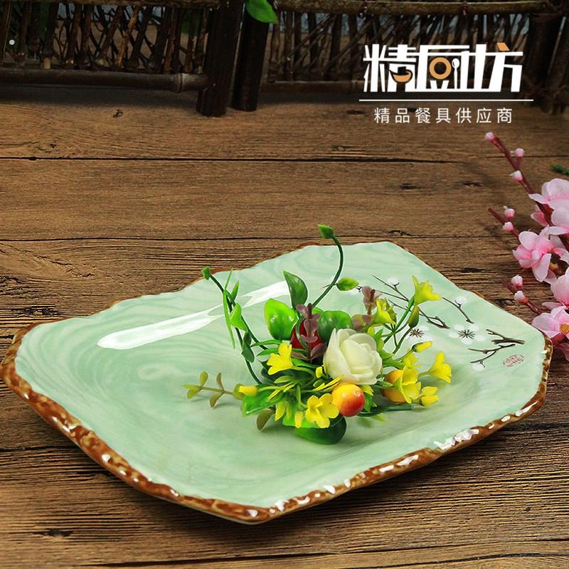 酒店会所用品意境菜创意菜餐具分子料理精致长方形陶瓷盘子