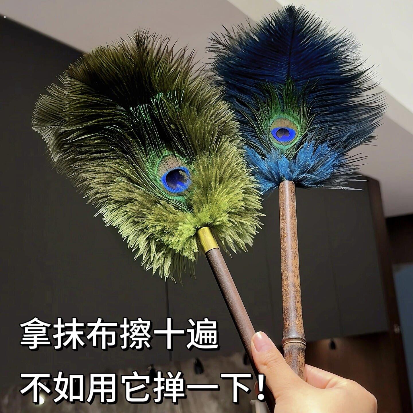 鸵飞飞毛撢子除尘孔雀毛掸防静电不掉毛擦玻璃抹布家居装饰品摆件