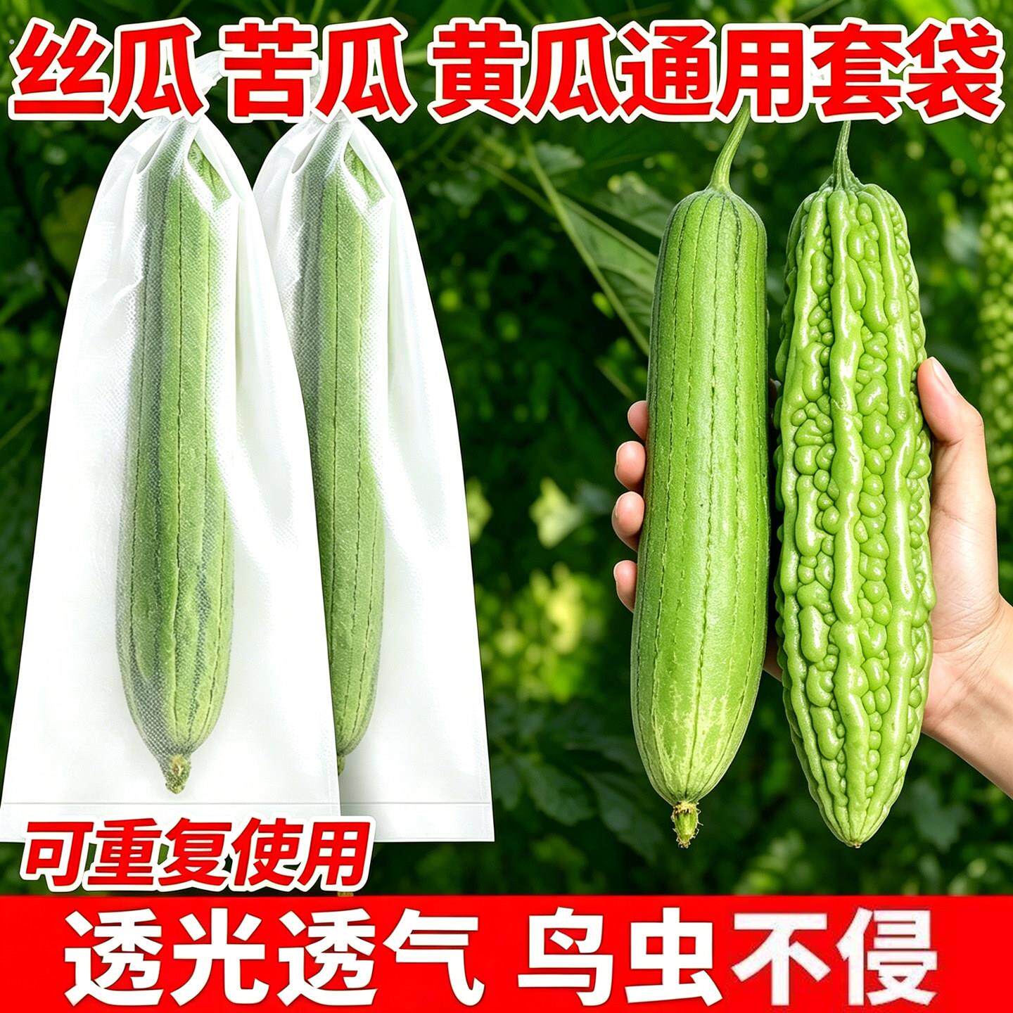 苦瓜套袋丝瓜黄瓜不织布布防虫保护袋通用青瓜透气果蝇针蜂鸟虫不