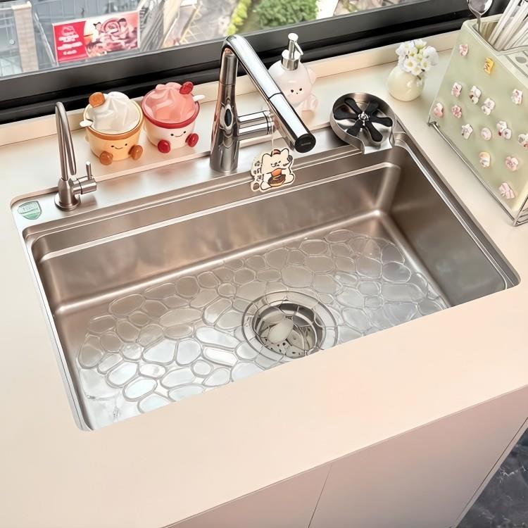 鹅卵石洗碗池过滤网厨房专用沥水垫防滑水槽垫多功能餐垫置物架