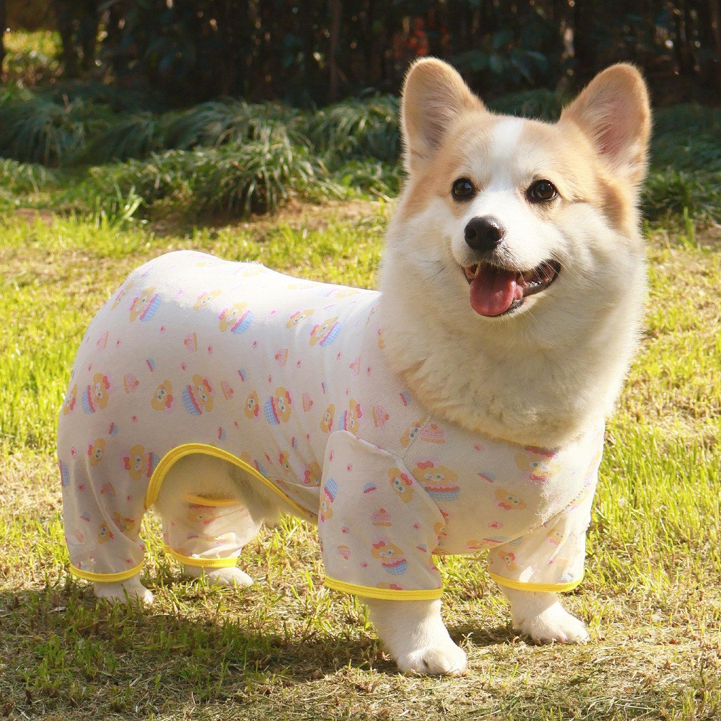 柯基柴犬春夏天狗狗衣服网纱薄防晒防掉毛防脏宠物睡衣四脚家居服