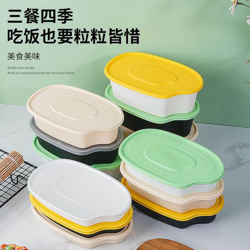 一次性餐盒商用餐饮加厚带盖子米粒创意高档防漏外送快餐便当饭盒