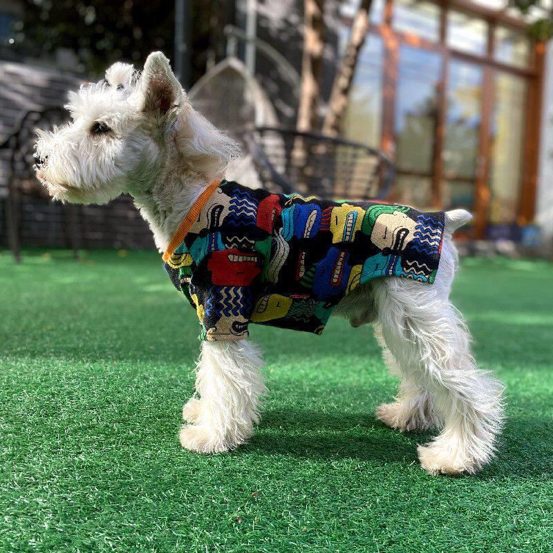 春秋季狗狗艺术涂鸦毛衣泰迪猫咪雪纳瑞法斗小型犬宠物春夏衣服