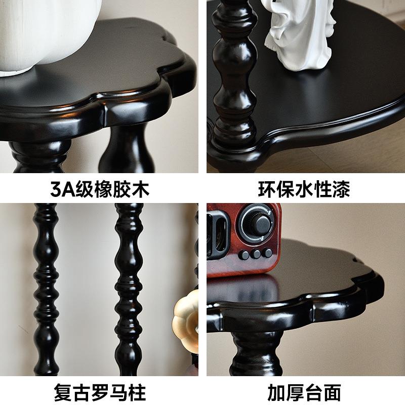 法式中古置物架转角架墙角柜实木小花架三角架多层收纳客厅展示架