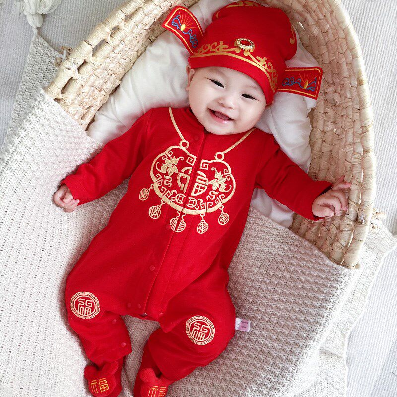 抓周礼服男女宝宝百岁宴婴儿夏季唐装中国风一周岁生日衣服春秋装