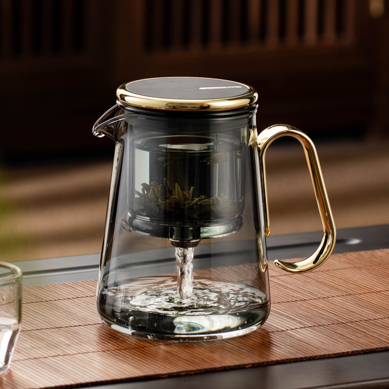 邦田飘逸杯泡茶壶玻璃内胆磁吸旋转下水茶水分离耐热加厚家用茶具