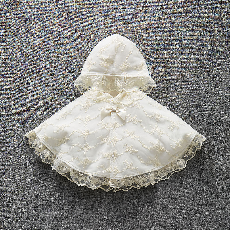婴儿斗篷春秋季女宝宝蕾丝公主披风儿童防晒外出披肩0-1岁3-6个月