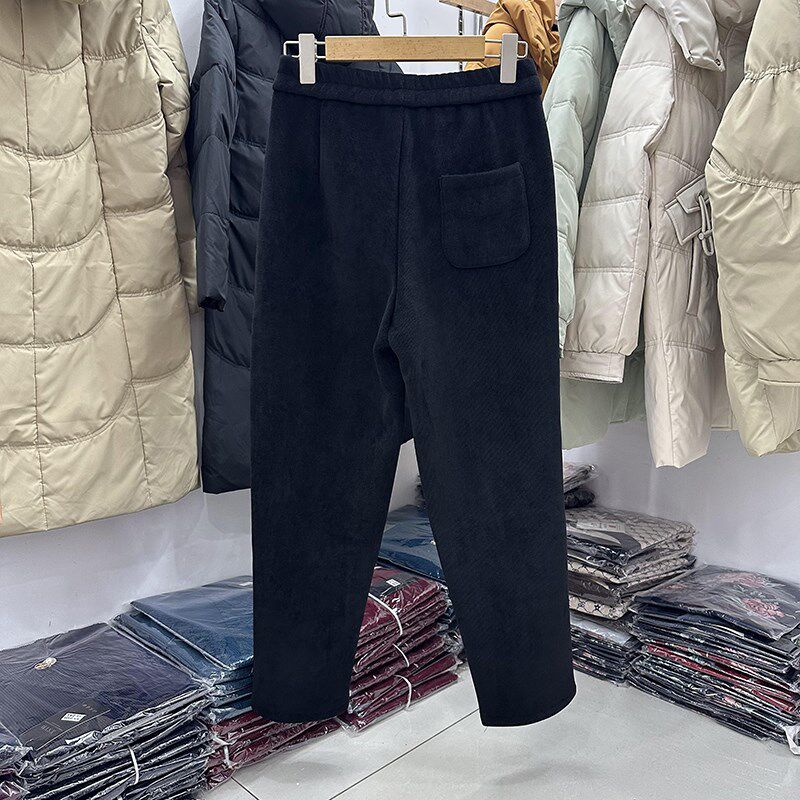 中老年冬装新品加厚加绒妈妈休闲裤子女显瘦灯芯绒哈伦小脚裤奶奶