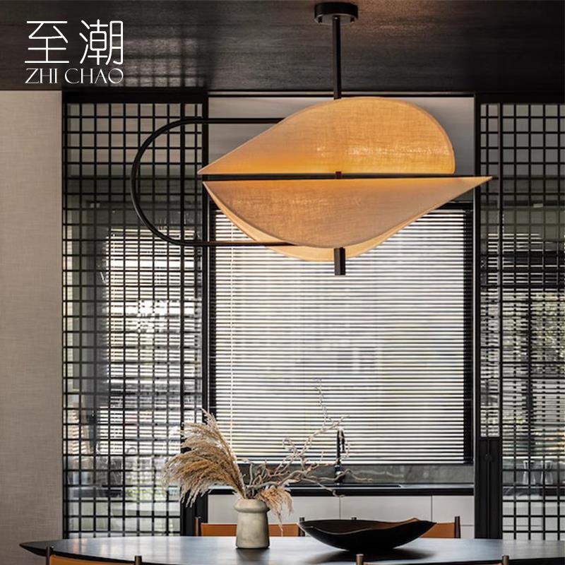 北欧吊灯创意茶室侘寂禅意酒店民宿饭店吧台咖啡店布艺复古餐厅灯