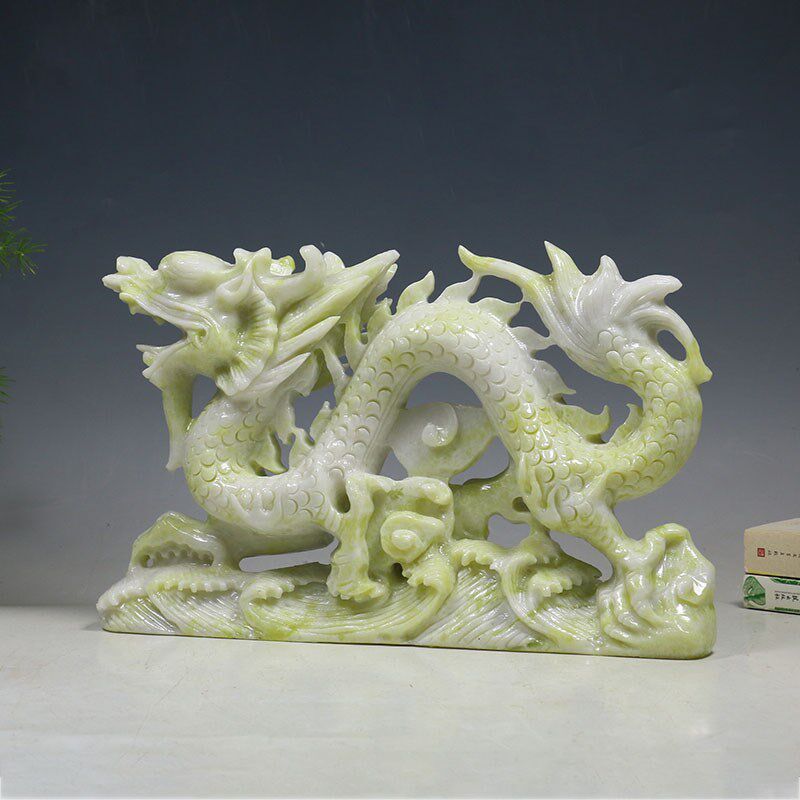 威弗列德蓝田玉龙摆件天然玉石吉祥龙生肖龙摆件家居玄关吧台礼品