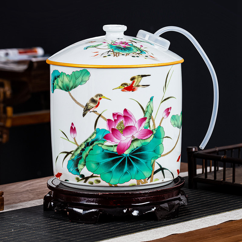 陶瓷储水桶家用纯净水器饮水机自动抽水带浮球阀茶室茶台蓄水罐壶