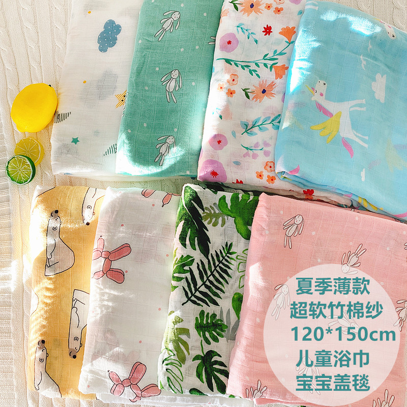 棉布树婴儿纱布浴巾儿童竹棉夏季薄新生儿宝宝用品洗澡毛巾被盖毯