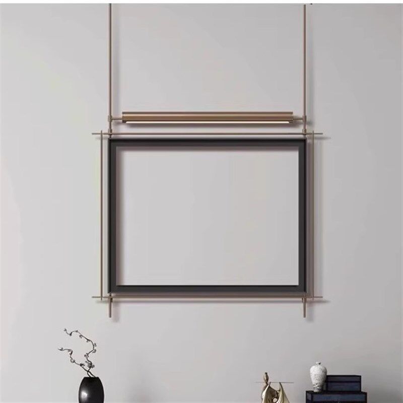 新中式发光灯中古金属入玄关壁灯画框铁艺挂件客厅餐厅立体挂画
