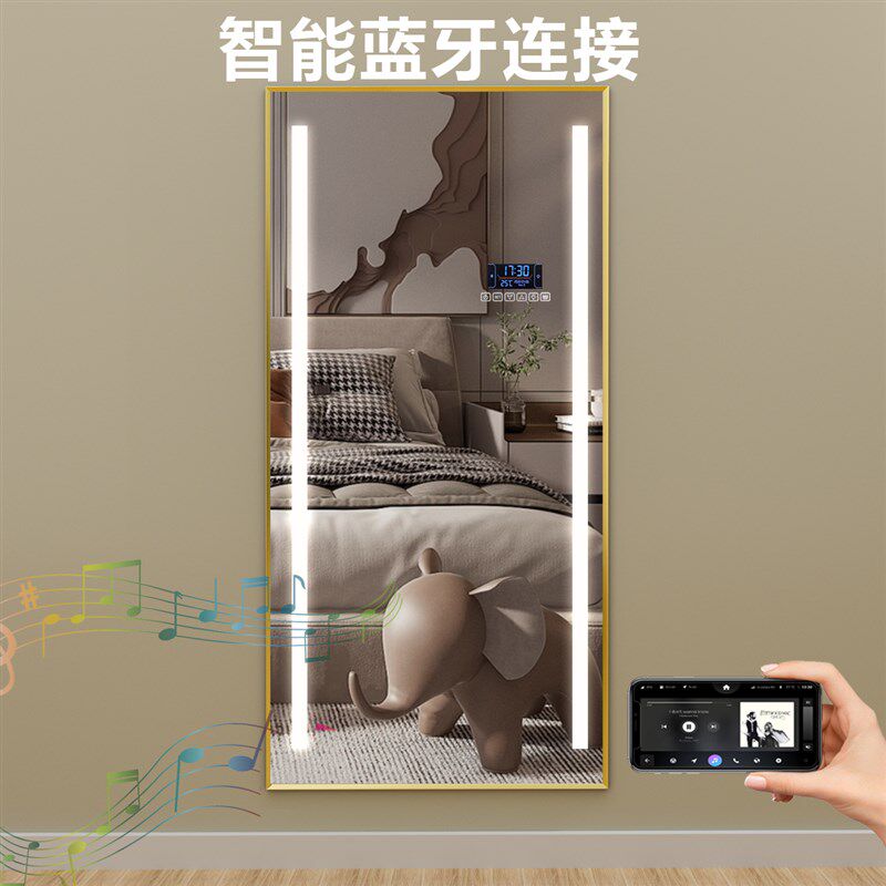 壁挂全身镜带灯智能镜穿衣镜家用衣帽间玄关挂墙试衣触摸感应镜子